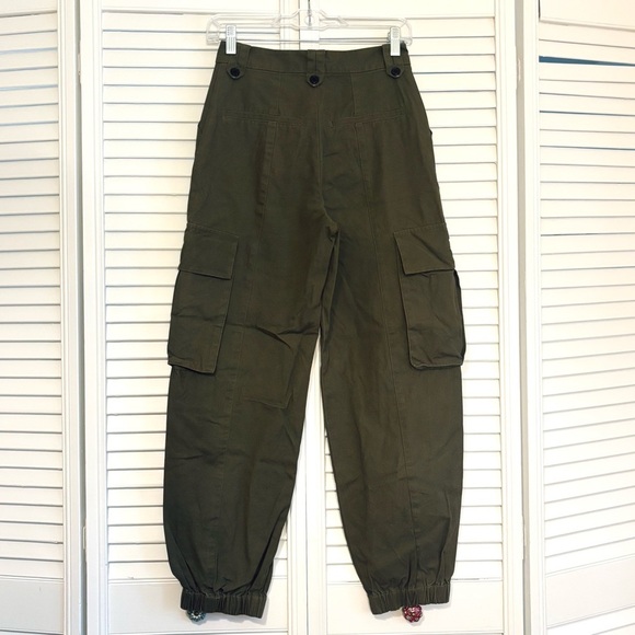 Zadig & Voltaire Green Canvas Army Cargo Pants High Rise Size Small S - Picture 5 of 8